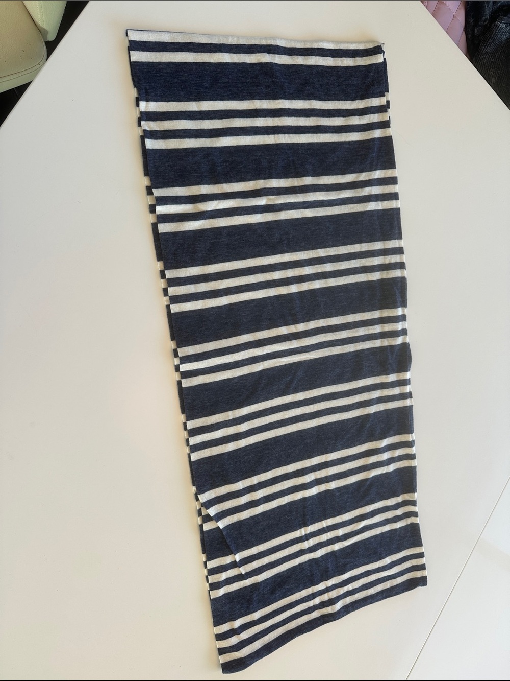 Old Navy Navy and White Striped Lightweight Scarf